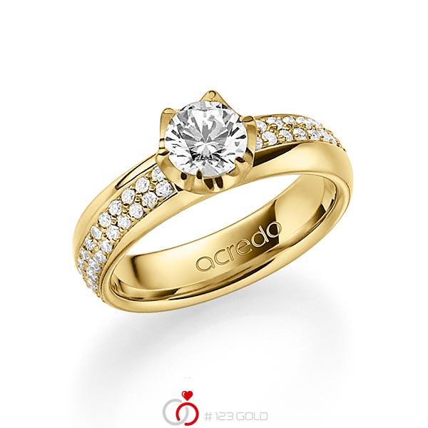 klassischer Trauring/Ehering in außen Gelbgold 585 , innen Gelbgold 585 mit 0,7 ct. + zus. 0,672 ct. Brillant tw, si tw, vs von acredo - A-1542-6 klassischer Trauring/Ehering in außen Gelbgold 585 , innen Gelbgold 585 mit 0,7 ct. + zus. 0,672 ct. Brillant tw, si tw, vs von acredo - A-1542-6