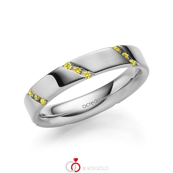 klassischer Trauring/Ehering in außen Graugold 585 , innen Graugold 585 mit zus. 0,21 ct. Brillant gelb von acredo - A-1977-20 klassischer Trauring/Ehering in außen Graugold 585 , innen Graugold 585 mit zus. 0,21 ct. Brillant gelb von acredo - A-1977-20