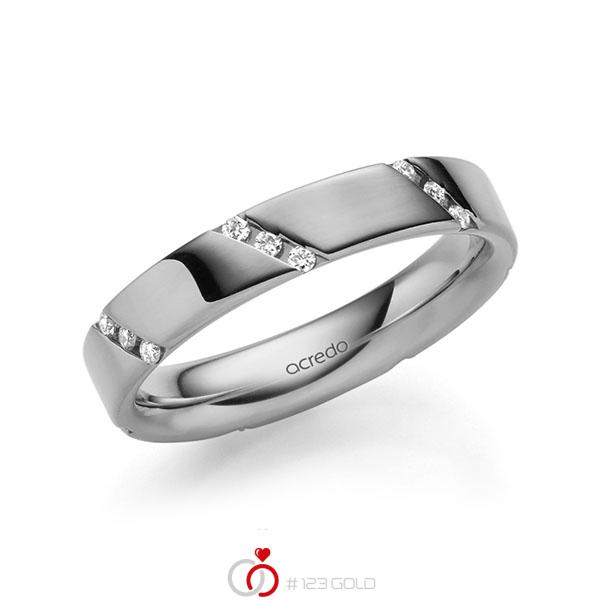 klassischer Trauring/Ehering in außen Graugold 585 , innen Graugold 585 mit zus. 0,21 ct. Brillant tw, si von acredo - A-1977-19 klassischer Trauring/Ehering in außen Graugold 585 , innen Graugold 585 mit zus. 0,21 ct. Brillant tw, si von acredo - A-1977-19