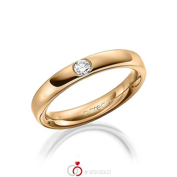 klassischer Trauring/Ehering in außen Roségold 585 , innen Roségold 585 mit zus. 0,12 ct. Brillant tw, si von acredo - A-1477-4 klassischer Trauring/Ehering in außen Roségold 585 , innen Roségold 585 mit zus. 0,12 ct. Brillant tw, si von acredo - A-1477-4
