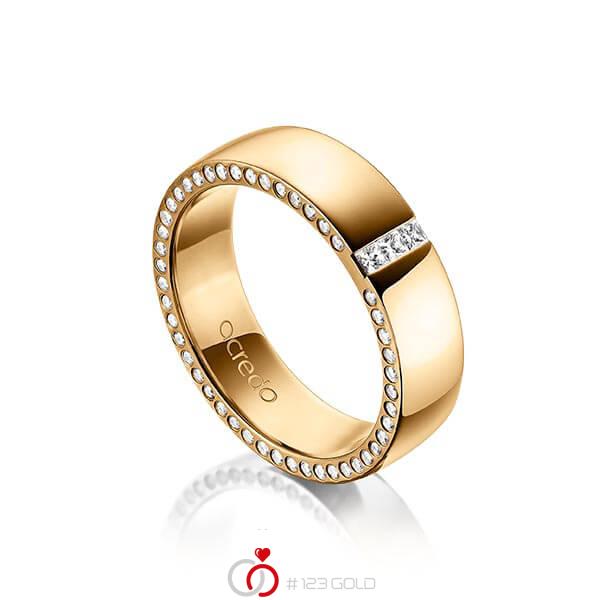 klassischer Trauring/Ehering in außen Roségold 585 , innen Roségold 585 mit zus. 0,325 ct. Prinzess-Diamant & Brillant tw, si von acredo - A-1496-6 klassischer Trauring/Ehering in außen Roségold 585 , innen Roségold 585 mit zus. 0,325 ct. Prinzess-Diamant & Brillant tw, si von acredo - A-1496-6