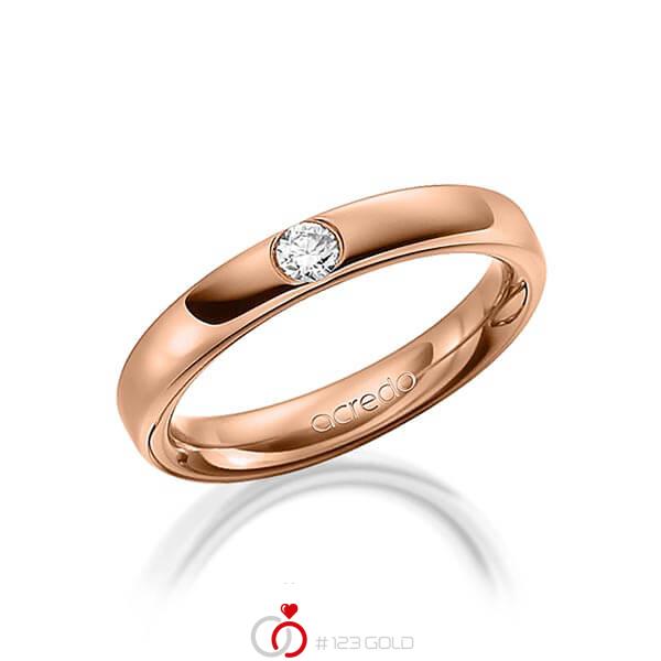 klassischer Trauring/Ehering in außen Rotgold 585 , innen Rotgold 585 mit zus. 0,12 ct. Brillant tw, si von acredo - A-1477-5 klassischer Trauring/Ehering in außen Rotgold 585 , innen Rotgold 585 mit zus. 0,12 ct. Brillant tw, si von acredo - A-1477-5
