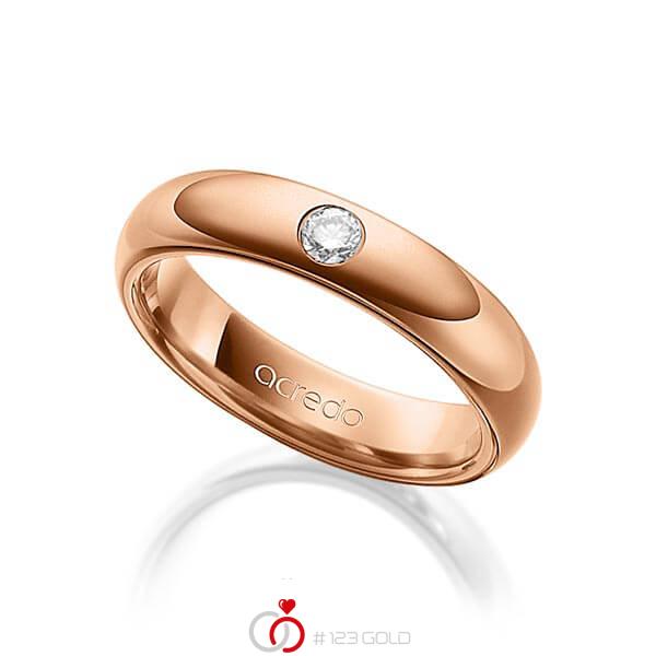 klassischer Trauring/Ehering in außen Rotgold 585 , innen Rotgold 585 mit zus. 0,1 ct. Brillant tw, si von acredo - A-1480-8 klassischer Trauring/Ehering in außen Rotgold 585 , innen Rotgold 585 mit zus. 0,1 ct. Brillant tw, si von acredo - A-1480-8
