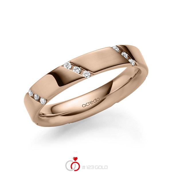 klassischer Trauring/Ehering in außen Rotgold 585 , innen Rotgold 585 mit zus. 0,21 ct. Brillant tw, si von acredo - A-1977-18 klassischer Trauring/Ehering in außen Rotgold 585 , innen Rotgold 585 mit zus. 0,21 ct. Brillant tw, si von acredo - A-1977-18