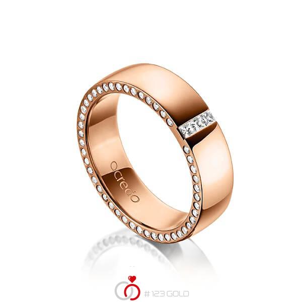 klassischer Trauring/Ehering in aussen Rotgold 585 , innen Rotgold 585 mit zus. 0,325 ct. Prinzess-Diamant & Brillant tw, si von acredo - A-1496-5 klassischer Trauring/Ehering in aussen Rotgold 585 , innen Rotgold 585 mit zus. 0,325 ct. Prinzess-Diamant & Brillant tw, si von acredo - A-1496-5
