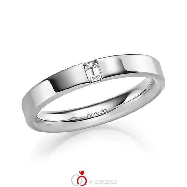 klassischer Trauring/Ehering in außen Weißgold 585 , innen Weißgold 585 mit zus. 0,1 ct. tw, vs von acredo - A-2136-17 klassischer Trauring/Ehering in außen Weißgold 585 , innen Weißgold 585 mit zus. 0,1 ct. tw, vs von acredo - A-2136-17