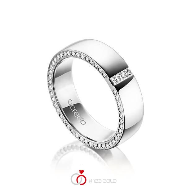 klassischer Trauring/Ehering in aussen Weissgold 585 , innen Weissgold 585 mit zus. 0,325 ct. Prinzess-Diamant & Brillant tw, si von acredo - A-1496-4 klassischer Trauring/Ehering in aussen Weissgold 585 , innen Weissgold 585 mit zus. 0,325 ct. Prinzess-Diamant & Brillant tw, si von acredo - A-1496-4