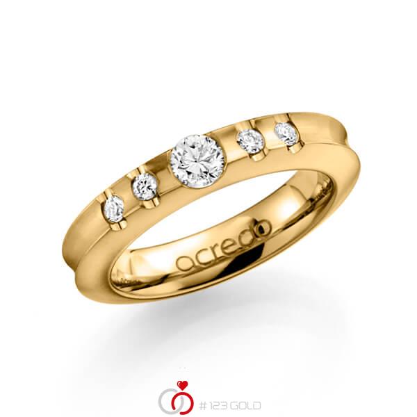 klassischer Trauring/Ehering in Gelbgold 585 mit 0,3 ct. + zus. 0,12 ct. Brillant tw, si von acredo - A-1118-8 klassischer Trauring/Ehering in Gelbgold 585 mit 0,3 ct. + zus. 0,12 ct. Brillant tw, si von acredo - A-1118-8
