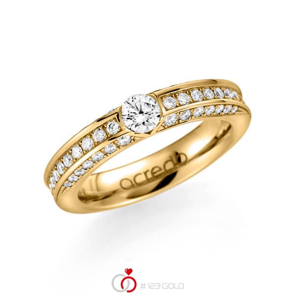 klassischer Trauring/Ehering in Gelbgold 585 mit 0,3 ct. + zus. 0,902 ct. Brillant tw, si von acredo - A-1117-8 klassischer Trauring/Ehering in Gelbgold 585 mit 0,3 ct. + zus. 0,902 ct. Brillant tw, si von acredo - A-1117-8