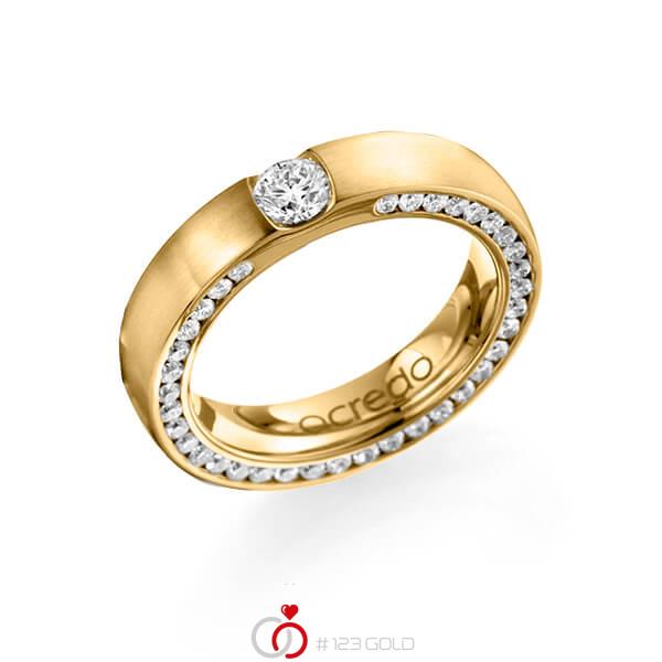 klassischer Trauring/Ehering in Gelbgold 585 mit 0,3 ct. + zus. 1,08 ct. Brillant tw, si von acredo - A-1107-8 klassischer Trauring/Ehering in Gelbgold 585 mit 0,3 ct. + zus. 1,08 ct. Brillant tw, si von acredo - A-1107-8