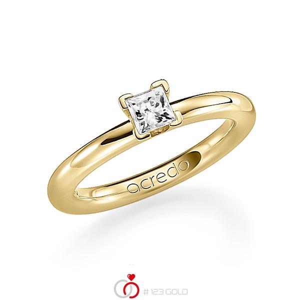 klassischer Trauring/Ehering in Gelbgold 585 mit 0,4 ct. Prinzess-Diamant tw, vs von acredo - A-1182-6 klassischer Trauring/Ehering in Gelbgold 585 mit 0,4 ct. Prinzess-Diamant tw, vs von acredo - A-1182-6