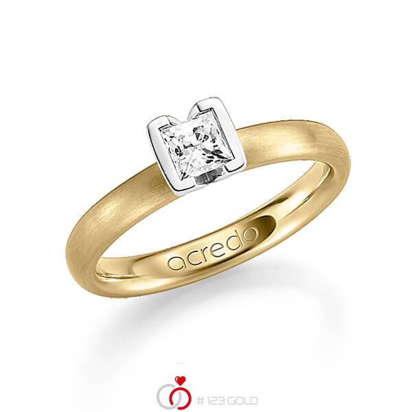 klassischer Trauring/Ehering in Gelbgold 585 mit 0,4 ct. Prinzess-Diamant tw, vs von acredo - A-1212-2 klassischer Trauring/Ehering in Gelbgold 585 mit 0,4 ct. Prinzess-Diamant tw, vs von acredo - A-1212-2