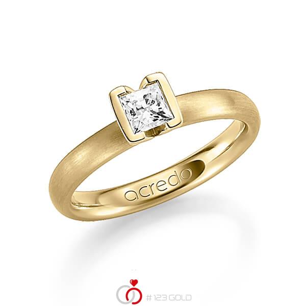 klassischer Trauring/Ehering in Gelbgold 585 mit 0,4 ct. Prinzess-Diamant tw, vs von acredo - A-1212-7 klassischer Trauring/Ehering in Gelbgold 585 mit 0,4 ct. Prinzess-Diamant tw, vs von acredo - A-1212-7