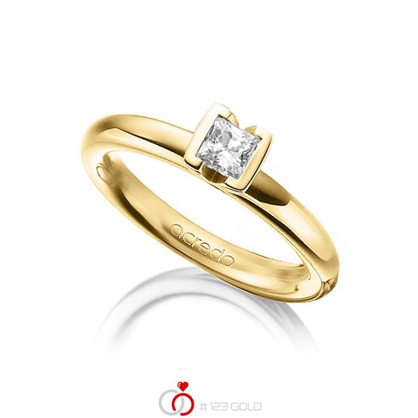 klassischer Trauring/Ehering in Gelbgold 585 mit 0,4 ct. Prinzess-Diamant tw, vs von acredo - A-1298-4 klassischer Trauring/Ehering in Gelbgold 585 mit 0,4 ct. Prinzess-Diamant tw, vs von acredo - A-1298-4