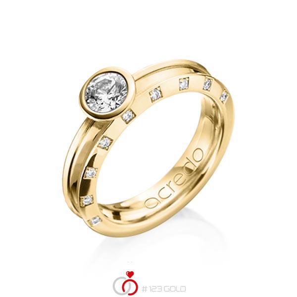 klassischer Trauring/Ehering in Gelbgold 585 mit 0,5 ct. + zus. 0,09 ct. Brillant tw, vs tw, si von acredo - A-1200-12 klassischer Trauring/Ehering in Gelbgold 585 mit 0,5 ct. + zus. 0,09 ct. Brillant tw, vs tw, si von acredo - A-1200-12