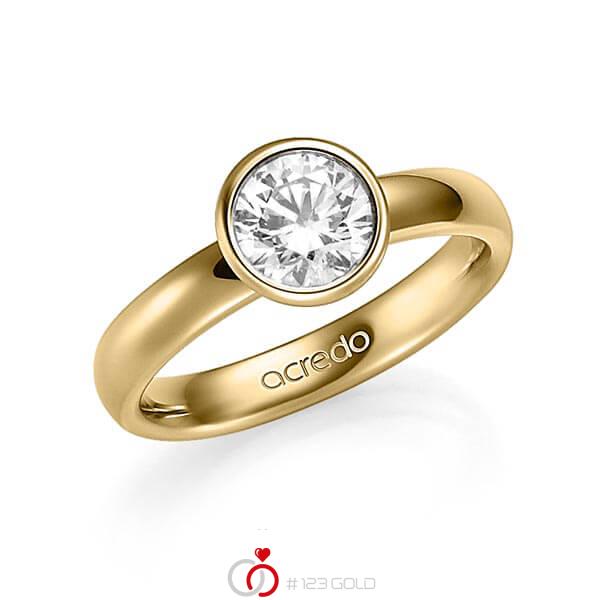 klassischer Trauring/Ehering in Gelbgold 585 mit 1 ct. Brillant tw, vs von acredo - A-1354-2 klassischer Trauring/Ehering in Gelbgold 585 mit 1 ct. Brillant tw, vs von acredo - A-1354-2