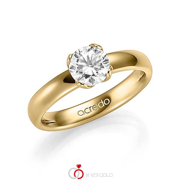 klassischer Trauring/Ehering in Gelbgold 585 mit 1 ct. Brillant tw, vs von acredo - A-1357-2 klassischer Trauring/Ehering in Gelbgold 585 mit 1 ct. Brillant tw, vs von acredo - A-1357-2