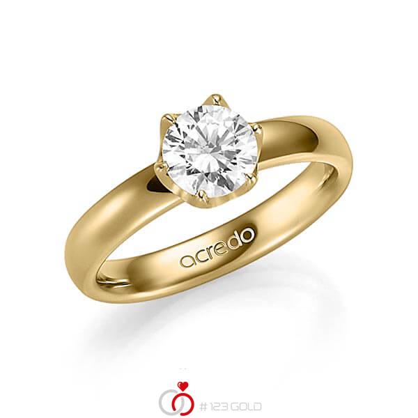 klassischer Trauring/Ehering in Gelbgold 585 mit 1 ct. Brillant tw, vs von acredo - A-1359-4 klassischer Trauring/Ehering in Gelbgold 585 mit 1 ct. Brillant tw, vs von acredo - A-1359-4