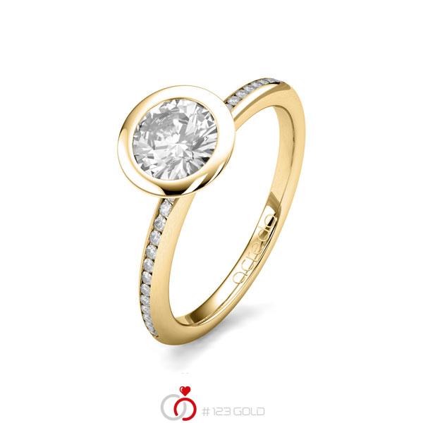 klassischer Trauring/Ehering in Gelbgold 585 mit 1 ct. + zus. 0,13 ct. Brillant tw, si von acredo - A-1654-35 klassischer Trauring/Ehering in Gelbgold 585 mit 1 ct. + zus. 0,13 ct. Brillant tw, si von acredo - A-1654-35