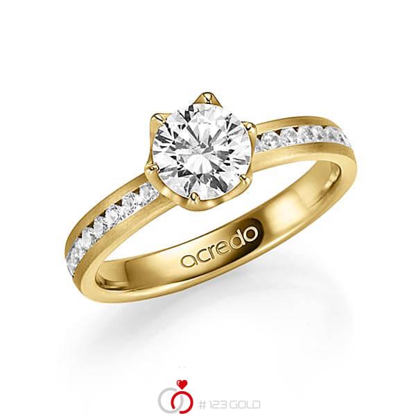 klassischer Trauring/Ehering in Gelbgold 585 mit 1 ct. + zus. 0,24 ct. Brillant tw, si tw, vs von acredo - A-1343-2 klassischer Trauring/Ehering in Gelbgold 585 mit 1 ct. + zus. 0,24 ct. Brillant tw, si tw, vs von acredo - A-1343-2