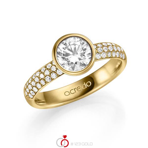 klassischer Trauring/Ehering in Gelbgold 585 mit 1 ct. + zus. 0,432 ct. Brillant tw, vs tw, si von acredo - A-1335-2 klassischer Trauring/Ehering in Gelbgold 585 mit 1 ct. + zus. 0,432 ct. Brillant tw, vs tw, si von acredo - A-1335-2