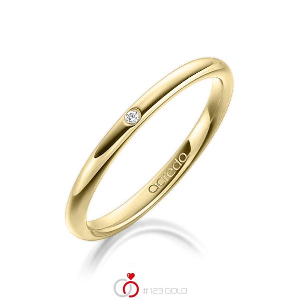 klassischer Trauring/Ehering in Gelbgold 585 mit zus. 0,01 ct. Brillant tw, si von acredo - A-1300-2 klassischer Trauring/Ehering in Gelbgold 585 mit zus. 0,01 ct. Brillant tw, si von acredo - A-1300-2