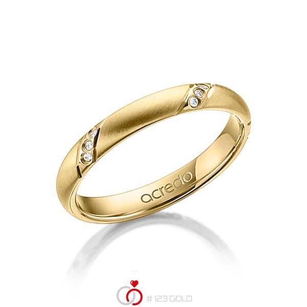klassischer Trauring/Ehering in Gelbgold 585 mit zus. 0,075 ct. Brillant tw, si von acredo - A-1306-1 klassischer Trauring/Ehering in Gelbgold 585 mit zus. 0,075 ct. Brillant tw, si von acredo - A-1306-1