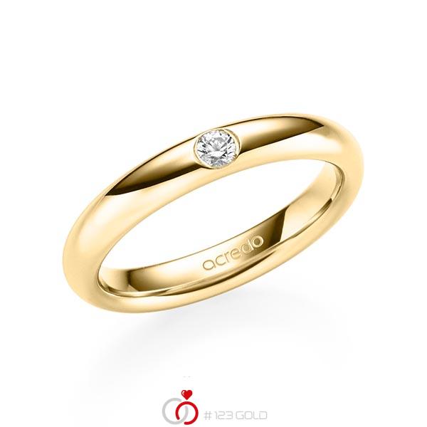 klassischer Trauring/Ehering in Gelbgold 585 mit zus. 0,08 ct. Brillant tw, si von acredo - A-1905-13 klassischer Trauring/Ehering in Gelbgold 585 mit zus. 0,08 ct. Brillant tw, si von acredo - A-1905-13
