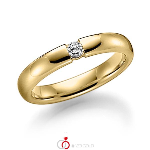 klassischer Trauring/Ehering in Gelbgold 585 mit zus. 0,08 ct. Brillant tw, si von Steinberg - Q-1374-2 klassischer Trauring/Ehering in Gelbgold 585 mit zus. 0,08 ct. Brillant tw, si von Steinberg - Q-1374-2