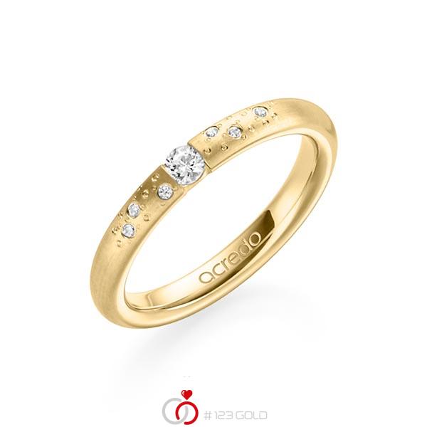 klassischer Trauring/Ehering in Gelbgold 585 mit zus. 0,11 ct. Brillant tw, si von acredo - A-1635-2 klassischer Trauring/Ehering in Gelbgold 585 mit zus. 0,11 ct. Brillant tw, si von acredo - A-1635-2