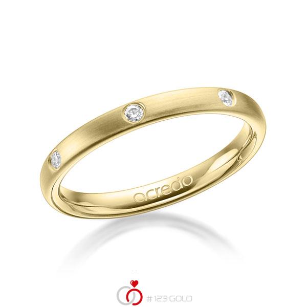 klassischer Trauring/Ehering in Gelbgold 585 mit zus. 0,14 ct. Brillant tw, si von acredo - A-1275-4 klassischer Trauring/Ehering in Gelbgold 585 mit zus. 0,14 ct. Brillant tw, si von acredo - A-1275-4