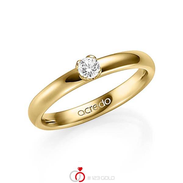 klassischer Trauring/Ehering in Gelbgold 585 mit zus. 0,15 ct. Brillant tw, si von acredo - A-1351-2 klassischer Trauring/Ehering in Gelbgold 585 mit zus. 0,15 ct. Brillant tw, si von acredo - A-1351-2