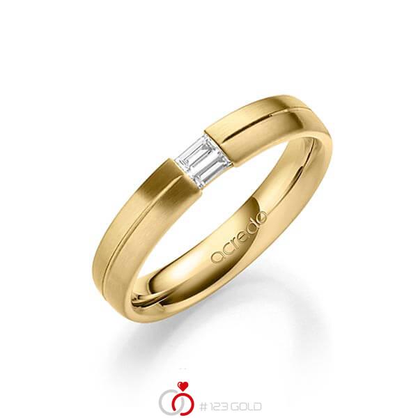klassischer Trauring/Ehering in Gelbgold 585 mit zus. 0,1 ct. Baguette-Diamant tw, vs von acredo - A-1638-6 klassischer Trauring/Ehering in Gelbgold 585 mit zus. 0,1 ct. Baguette-Diamant tw, vs von acredo - A-1638-6
