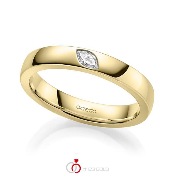 klassischer Trauring/Ehering in Gelbgold 585 mit zus. 0,1 ct. tw, vs von acredo - A-2145-6 klassischer Trauring/Ehering in Gelbgold 585 mit zus. 0,1 ct. tw, vs von acredo - A-2145-6