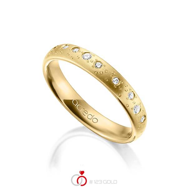 klassischer Trauring/Ehering in Gelbgold 585 mit zus. 0,221 ct. Brillant tw, si von acredo - A-1305-1 klassischer Trauring/Ehering in Gelbgold 585 mit zus. 0,221 ct. Brillant tw, si von acredo - A-1305-1