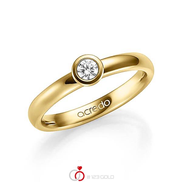 klassischer Trauring/Ehering in Gelbgold 585 mit zus. 0,25 ct. Brillant tw, si von acredo - A-1350-2 klassischer Trauring/Ehering in Gelbgold 585 mit zus. 0,25 ct. Brillant tw, si von acredo - A-1350-2