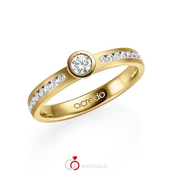 klassischer Trauring/Ehering in Gelbgold 585 mit zus. 0,39 ct. Brillant tw, vs tw, si von acredo - A-1344-2 klassischer Trauring/Ehering in Gelbgold 585 mit zus. 0,39 ct. Brillant tw, vs tw, si von acredo - A-1344-2