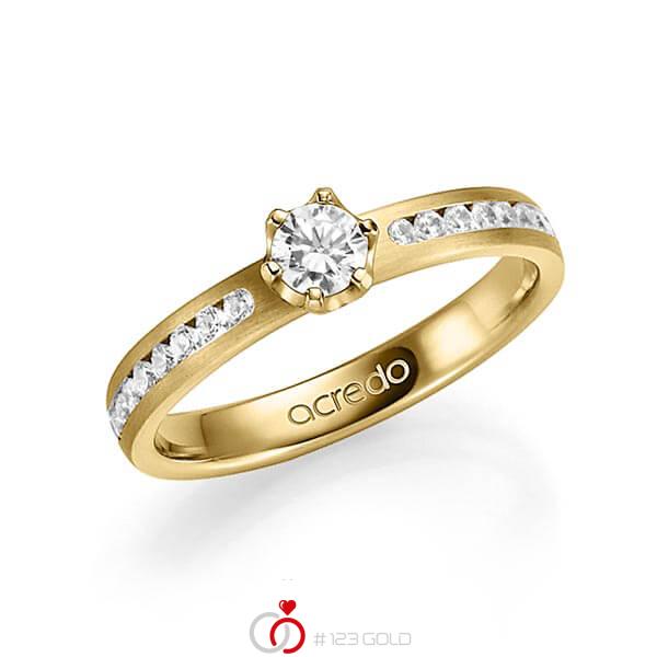klassischer Trauring/Ehering in Gelbgold 585 mit zus. 0,49 ct. Brillant tw, vs tw, si von acredo - A-1341-2 klassischer Trauring/Ehering in Gelbgold 585 mit zus. 0,49 ct. Brillant tw, vs tw, si von acredo - A-1341-2