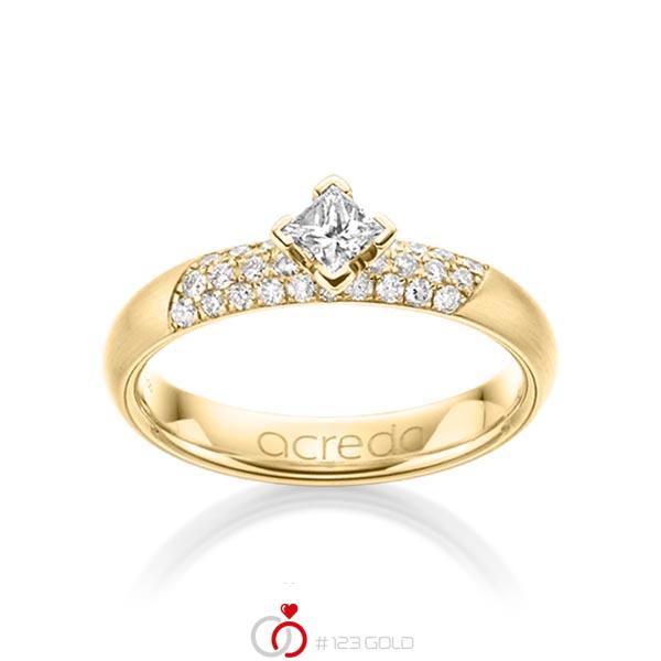 klassischer Trauring/Ehering in Gelbgold 585 mit zus. 0,52 ct. Brillant & Prinzess-Diamant tw, si von acredo - A-1283-6 klassischer Trauring/Ehering in Gelbgold 585 mit zus. 0,52 ct. Brillant & Prinzess-Diamant tw, si von acredo - A-1283-6