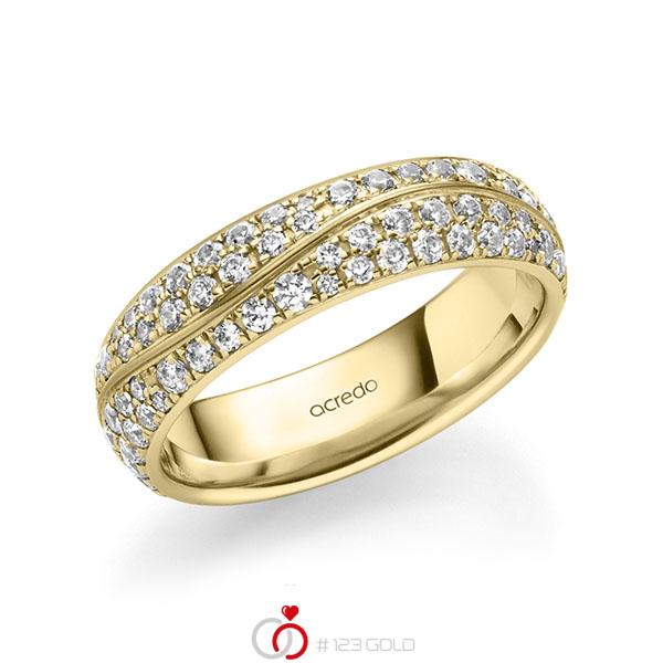 klassischer Trauring/Ehering in Gelbgold 585 mit zus. 1,506 ct. Brillant tw, si von acredo - A-1709-14 klassischer Trauring/Ehering in Gelbgold 585 mit zus. 1,506 ct. Brillant tw, si von acredo - A-1709-14