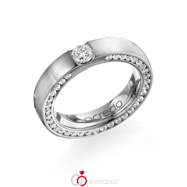 klassischer Trauring/Ehering in Graugold 585 mit 0,3 ct. + zus. 1,08 ct. Brillant tw, si von acredo - A-1107-10 klassischer Trauring/Ehering in Graugold 585 mit 0,3 ct. + zus. 1,08 ct. Brillant tw, si von acredo - A-1107-10