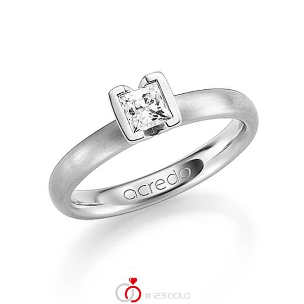 klassischer Trauring/Ehering in Graugold 585 mit 0,4 ct. Prinzess-Diamant tw, vs von acredo - A-1212-5 klassischer Trauring/Ehering in Graugold 585 mit 0,4 ct. Prinzess-Diamant tw, vs von acredo - A-1212-5