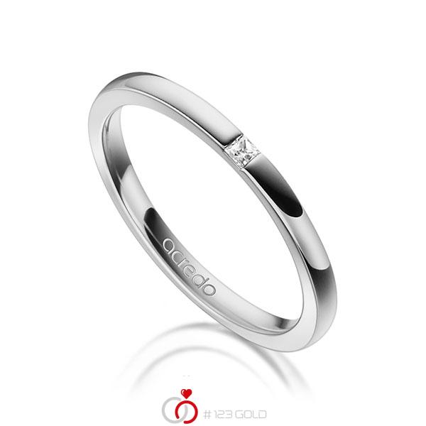 klassischer Trauring/Ehering in Graugold 585 mit zus. 0,03 ct. Prinzess-Diamant tw, si von acredo - A-1303-2 klassischer Trauring/Ehering in Graugold 585 mit zus. 0,03 ct. Prinzess-Diamant tw, si von acredo - A-1303-2