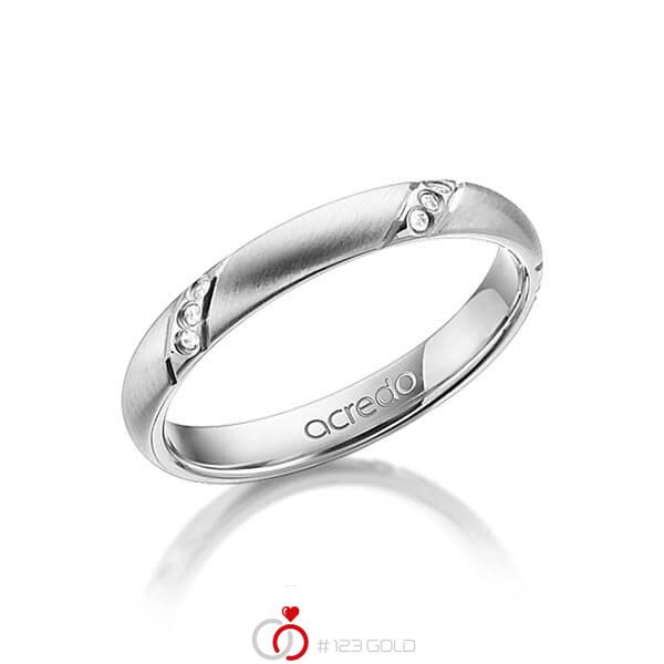 klassischer Trauring/Ehering in Graugold 585 mit zus. 0,075 ct. Brillant tw, si von acredo - A-1306-2 klassischer Trauring/Ehering in Graugold 585 mit zus. 0,075 ct. Brillant tw, si von acredo - A-1306-2