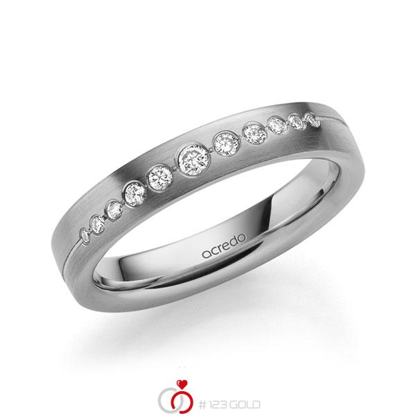 klassischer Trauring/Ehering in Graugold 585 mit zus. 0,156 ct. Brillant tw, si von acredo - A-1717-30 klassischer Trauring/Ehering in Graugold 585 mit zus. 0,156 ct. Brillant tw, si von acredo - A-1717-30