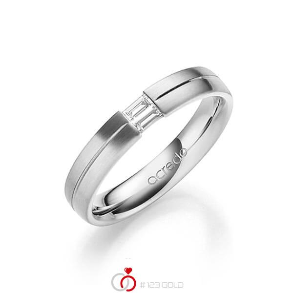 klassischer Trauring/Ehering in Graugold 585 mit zus. 0,1 ct. Baguette-Diamant tw, vs von acredo - A-1638-4 klassischer Trauring/Ehering in Graugold 585 mit zus. 0,1 ct. Baguette-Diamant tw, vs von acredo - A-1638-4