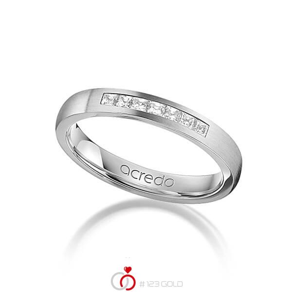 klassischer Trauring/Ehering in Graugold 585 mit zus. 0,21 ct. Prinzess-Diamant tw, si von acredo - A-1269-3 klassischer Trauring/Ehering in Graugold 585 mit zus. 0,21 ct. Prinzess-Diamant tw, si von acredo - A-1269-3