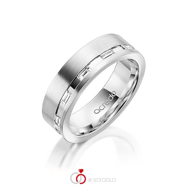 klassischer Trauring/Ehering in Graugold 585 mit zus. 0,25 ct. Baguette-Diamant tw, vs von acredo - A-1559-5 klassischer Trauring/Ehering in Graugold 585 mit zus. 0,25 ct. Baguette-Diamant tw, vs von acredo - A-1559-5