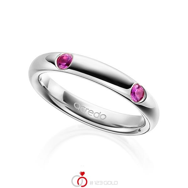 klassischer Trauring/Ehering in Graugold 585 mit zus. 0,4 ct. Brillant Saphir Pink (A 10) von acredo - A-1909-8 klassischer Trauring/Ehering in Graugold 585 mit zus. 0,4 ct. Brillant Saphir Pink (A 10) von acredo - A-1909-8