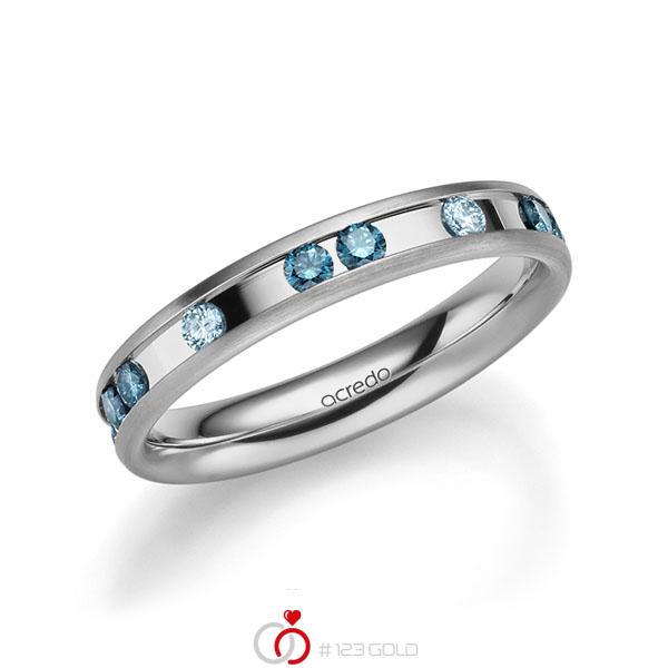 klassischer Trauring/Ehering in Graugold 585 mit zus. 0,6 ct. Brillant iceblue oceanblue von acredo - A-2218-2 klassischer Trauring/Ehering in Graugold 585 mit zus. 0,6 ct. Brillant iceblue oceanblue von acredo - A-2218-2